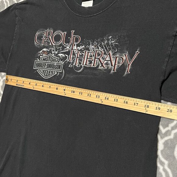 VTG Harley Davidson Y2K Mens L Black Shirt Myrtle Beach 2000 Group Therapy USA - Picture 5 of 11